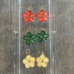 Vintage Flower Earring Charms -  3 pairs
